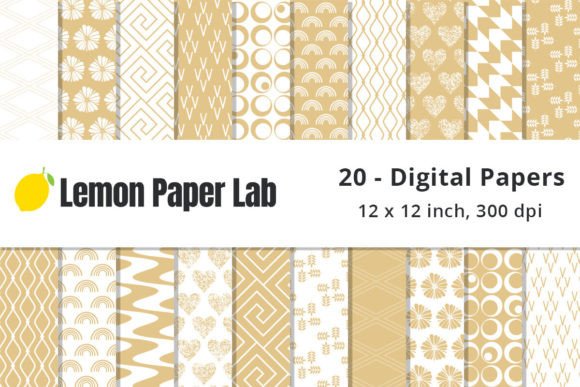 Download Brown and White Geometric Digital Paper - White Collection