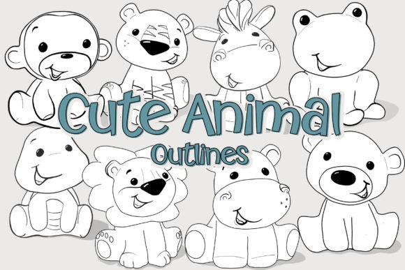 Download Cute Animal Black and White Clipart - White Collection