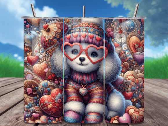 Download Winter Puppy Boho Valentine Tumbler Wrap - Tumbler wrap Collection