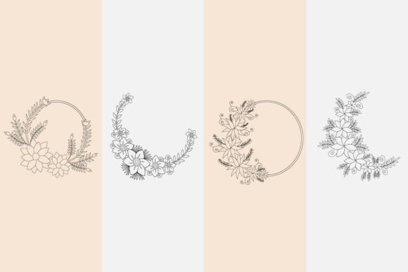 Download Floral Wreath Line Art Flower Frame Set - Frame Collection