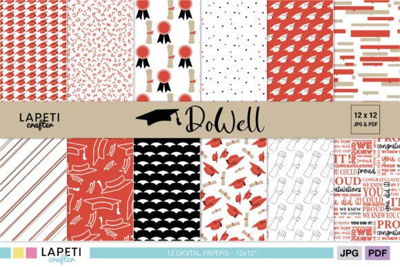 Download Red Graduation Scrapbooking Paper Pack - Scrapbooking paper Collection
