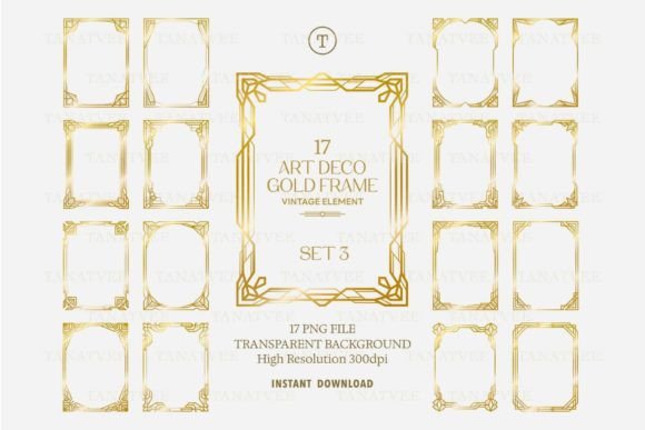 Download 17 Gold Art Deco Frame Clipart Volume 3 - Frame Collection