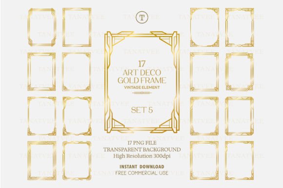 Download 17 Gold Art Deco Frame Clipart Volume 5 - Frame Collection