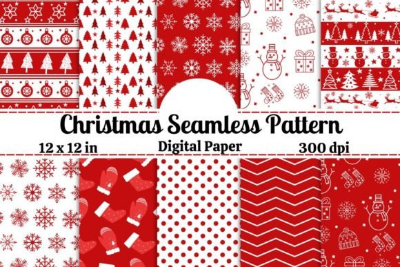 Download Christmas Seamless Pattern - Red &amp; White - White Collection