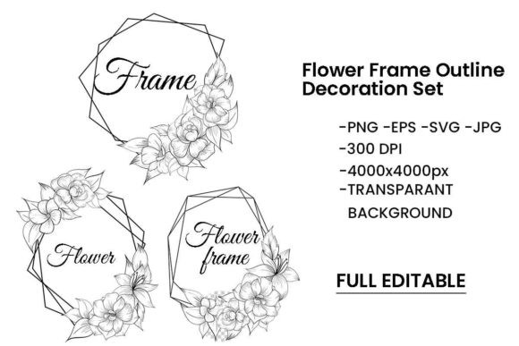 Download Flower Frame Border with Geometric Line - Frame Collection