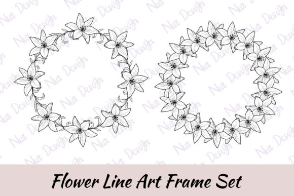 Download Lily Flower Lineart Frame Bouquet SVG - Frame Collection