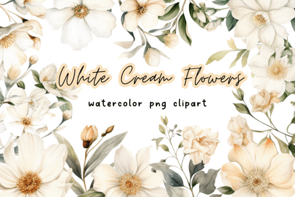 Download White Cream Watercolor Flower Clipart - White Collection