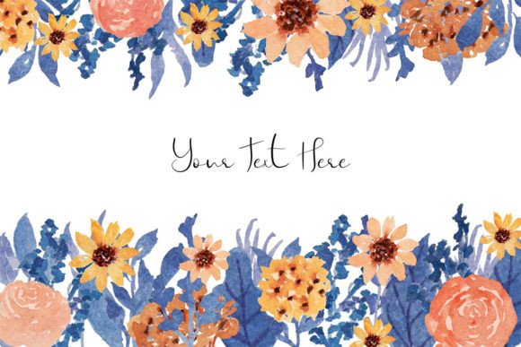 Download Vintage Flower and Blue Leaf Frame - Frame Collection