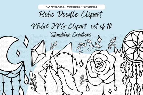 Download Magic Boho Black and White Clipart - White Collection