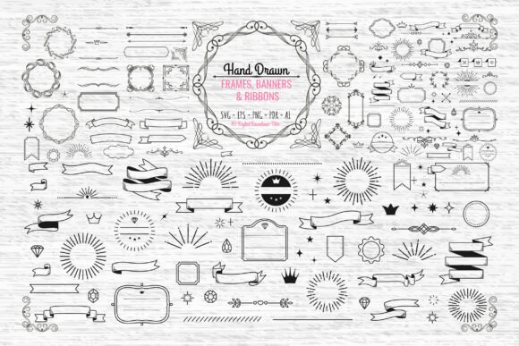 Download SVG Hand Drawn Frames, Banners &amp; Ribbons - Frame Collection