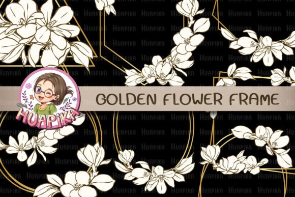 Download Golden Line Art Flower Frame - Frame Collection