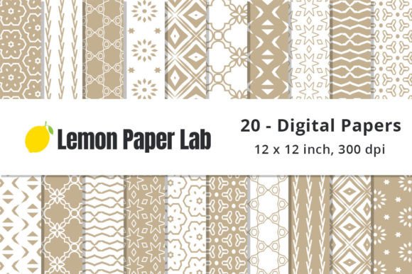 Download Khaki &amp; White Geometric Digital Patterns - White Collection