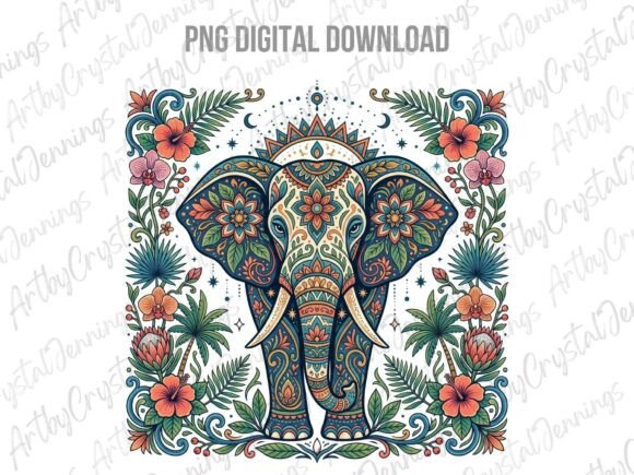 Download Bohemian Floral Elephant Animal PNG - Premium Resources