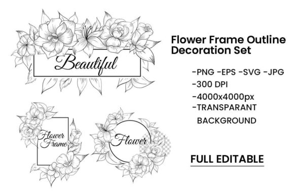 Download Flower Frame Outline Decoration Set - Frame Collection