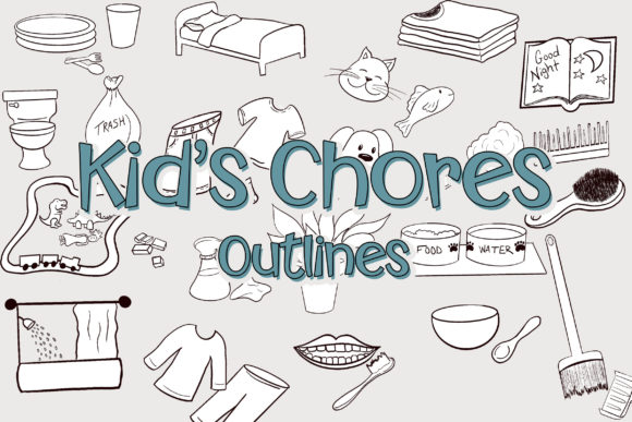 Download Kid's Chores Black and White Clipart - White Collection
