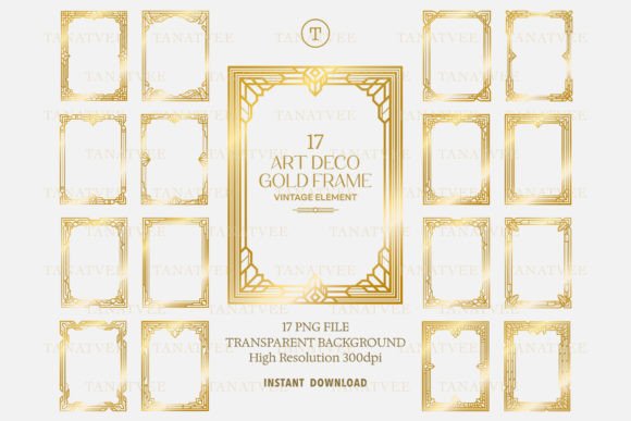 Download 17 Gold Art Deco Frame Clipart Volume 2 - Frame Collection