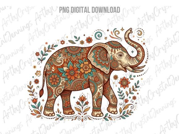 Download Boho Animal Elephant of Flowers PNG - Premium Resources