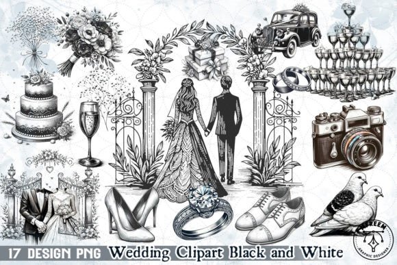Download Wedding Black and White Clipart - White Collection