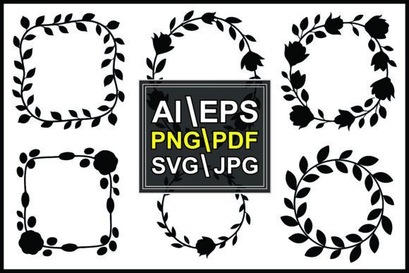 Download Silhouettes Floral Frame Leaves Flowers - Frame Collection