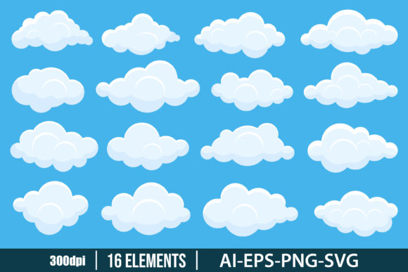 Download Set of White Clouds Clipart Set - White Collection