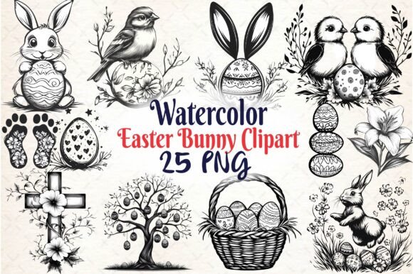 Download Easter Black and White Clipart Bundle - White Collection