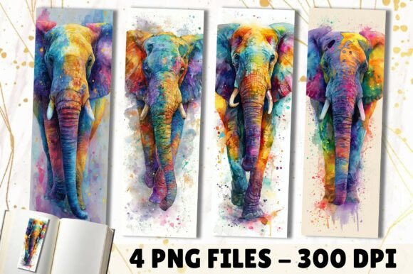 Download Watercolor Elephant Splash Art Bookmark - Premium Bundle