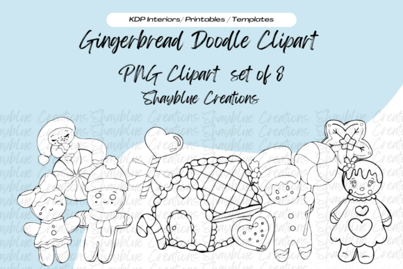 Download Gingerbread Black and White Clipart Set - White Collection