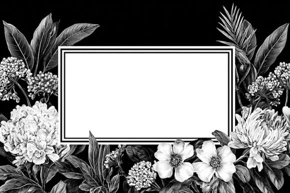 Download Monochrome Wildflower Floral Frame - Frame Collection