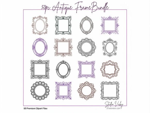 Download 50 Vintage Frame Illustrations SVG PNG - Frame Collection
