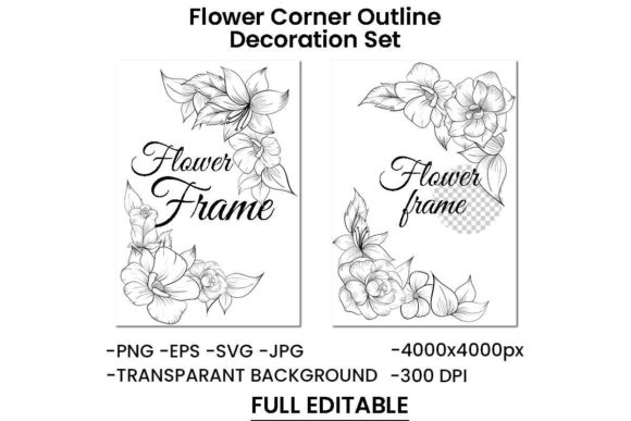 Download Flower Outline Frame Corner Decoration - Frame Collection