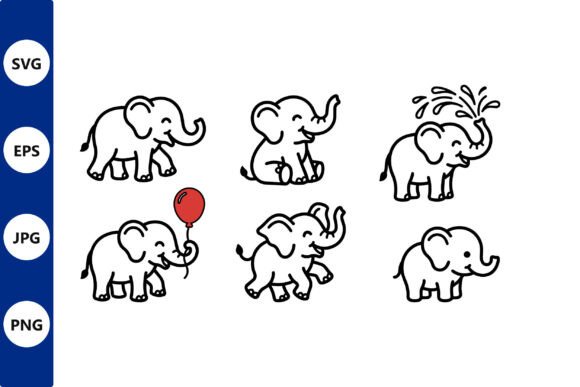 Download Elephant Line Art Set - Premium Resources