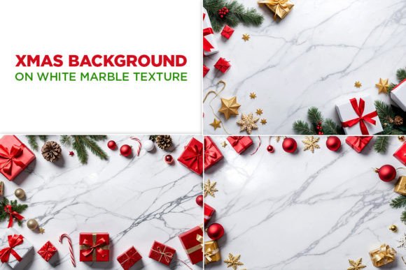 Download Xmas Greeting on White Marble Background - White Collection