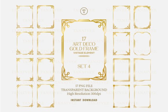 Download 17 Gold Art Deco Frame Clipart Volume 4 - Frame Collection